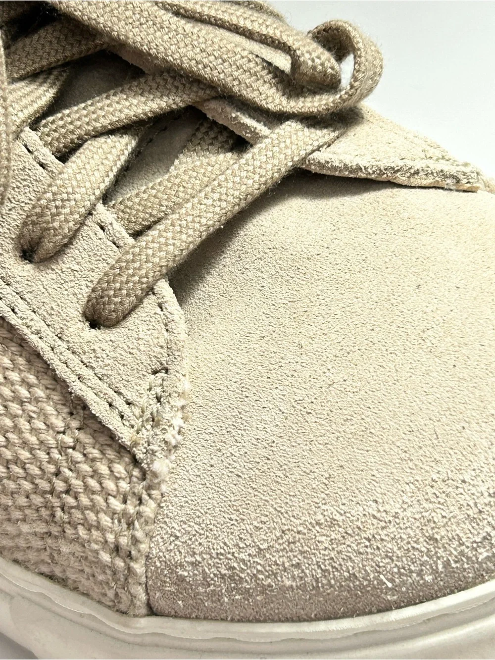 Birkenstock Low Bend Beige Canvas & Suede Lace Up Cork Midsole Sneakers Size 7 - Picture 6 of 14
